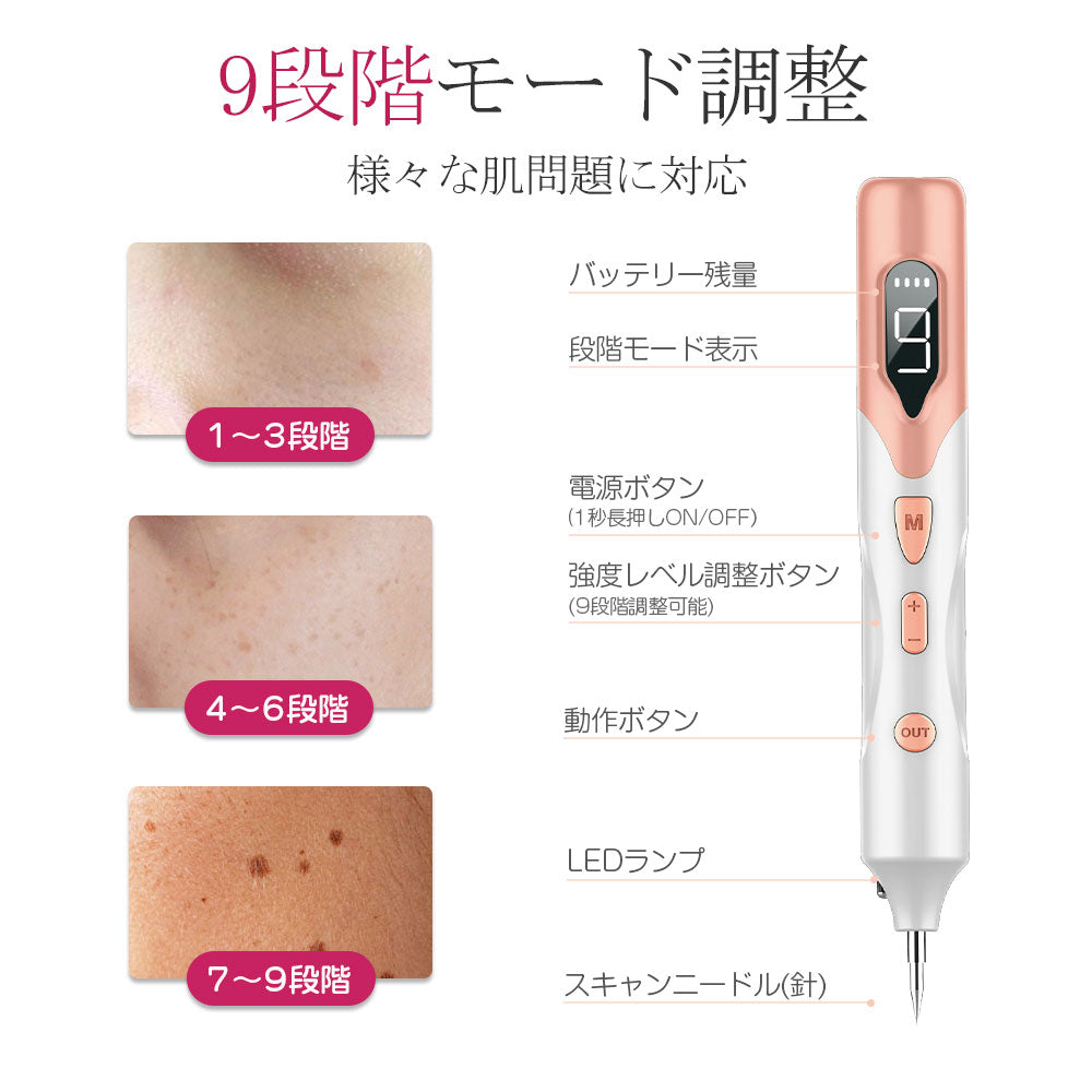 新デザイン 美顔器 面部儀 毛孔護理 光學美容毛孔護理 激光筆,激光去除筆,面部激光筆,面部器,去斑,疣,評論,污漬,痣,雀斑,USB充電,9級,美膚,美臉,激光點筆,家用