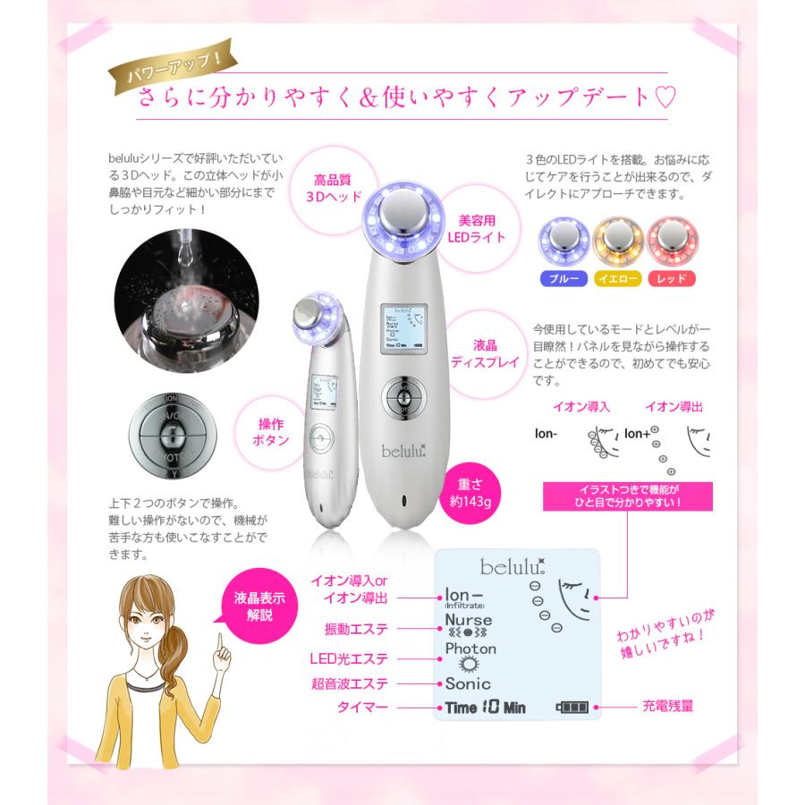 Belulu 面部儀 毛孔護理 美容器具 清潔 保濕 導出 導入 美白 去印 去暗瘡 3LED燈 送貨7-10天