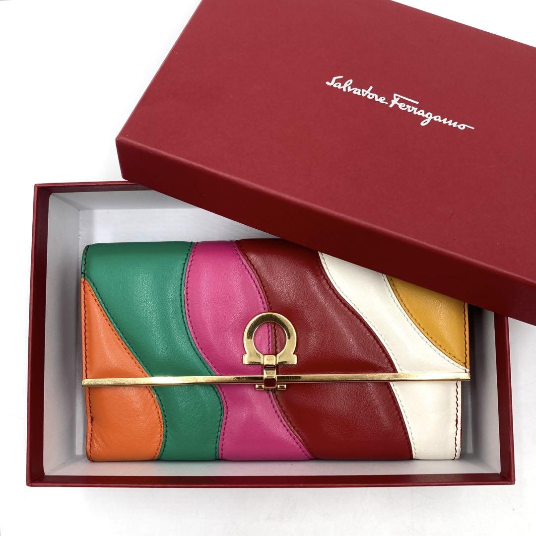 Salvatore Ferragamo 多色長款錢包 Rainbow Gancini Made in Italy 全新價$6,800