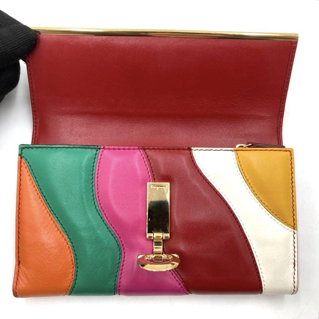 Salvatore Ferragamo 多色長款錢包 Rainbow Gancini Made in Italy 全新價$6,800