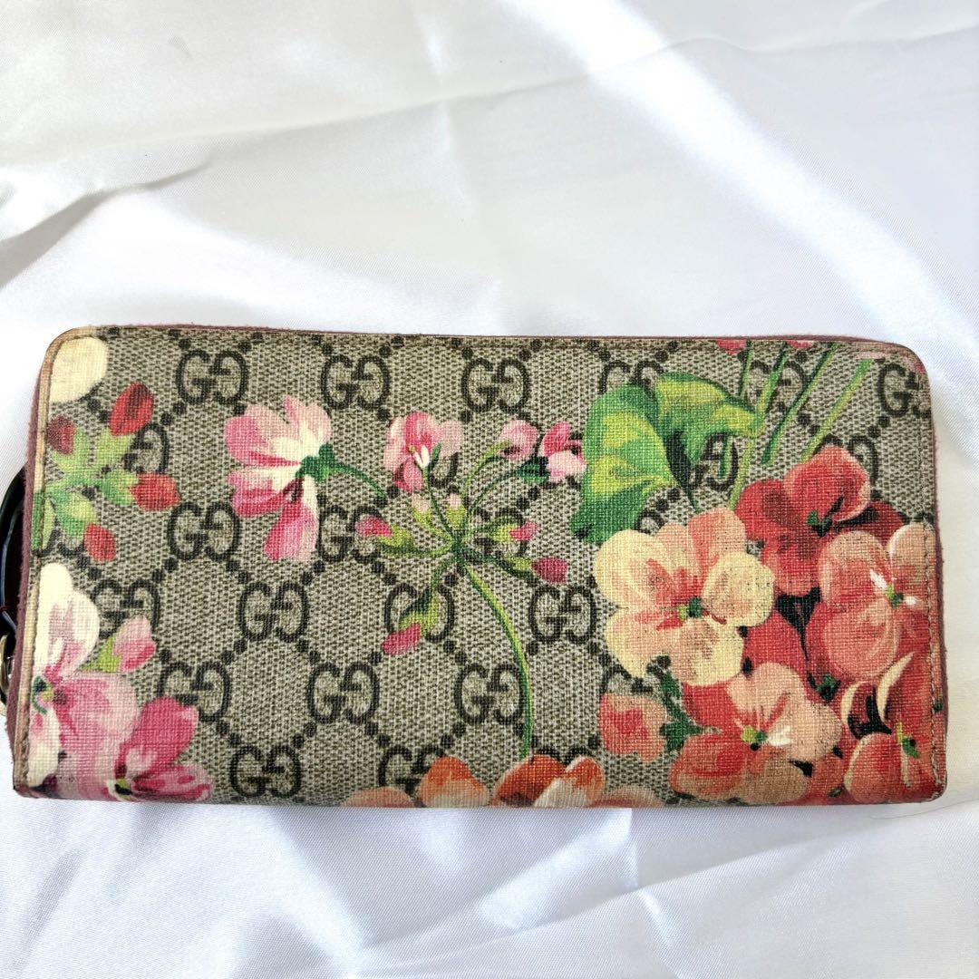 Gucci 長版皮夾 Blooms 花卉圖案 GG Supreme 粉紅色 Made in Italy 全新價$13,800