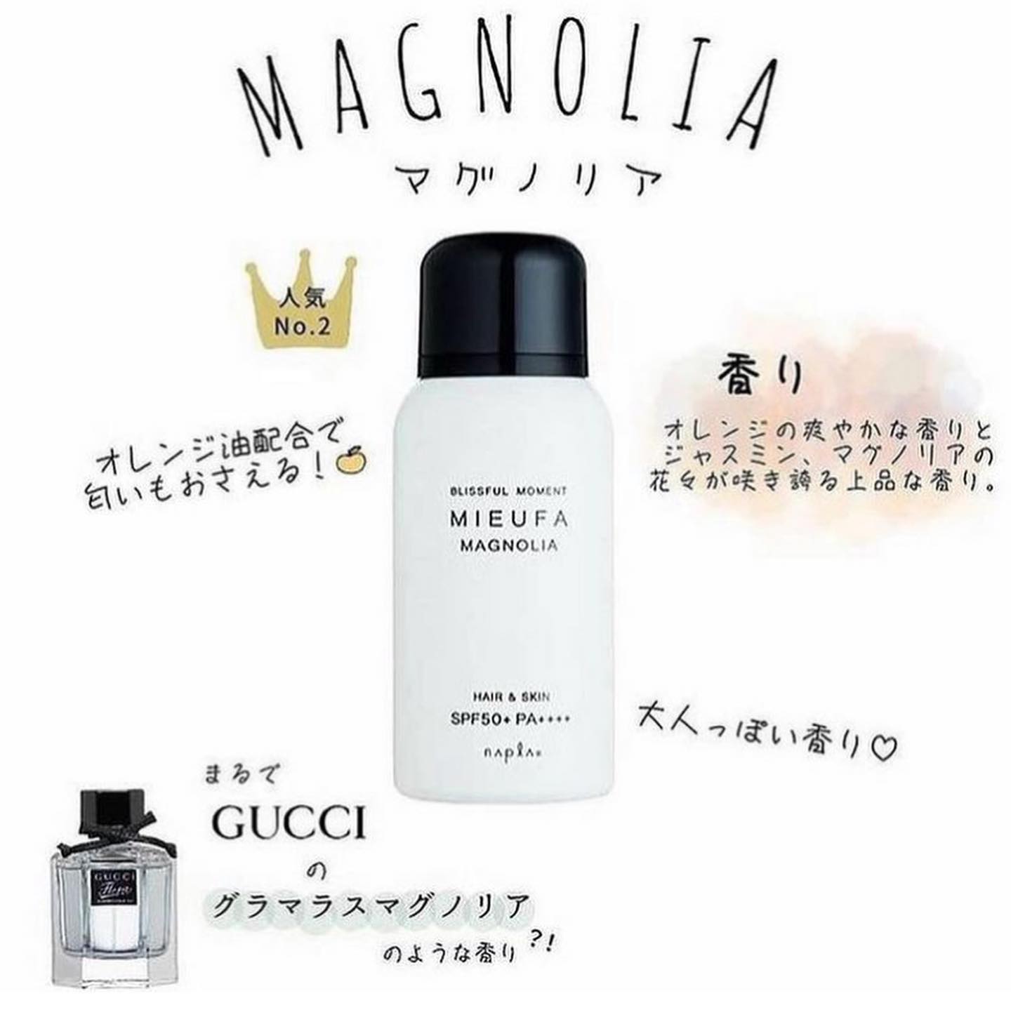 Mieufa 防曬噴霧的香味竟然極似Jo Malone 香水?難怪讓日本女生都瘋狂搶購 網站限定優惠 日本Mieufa Hair and Skin 防曬香水噴霧 SPF 50 PA+++|防曬|止汗|香味|除臭|護髮|保濕