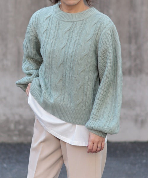 Volume Sleeve Cable Knit 2WAY 開衫
