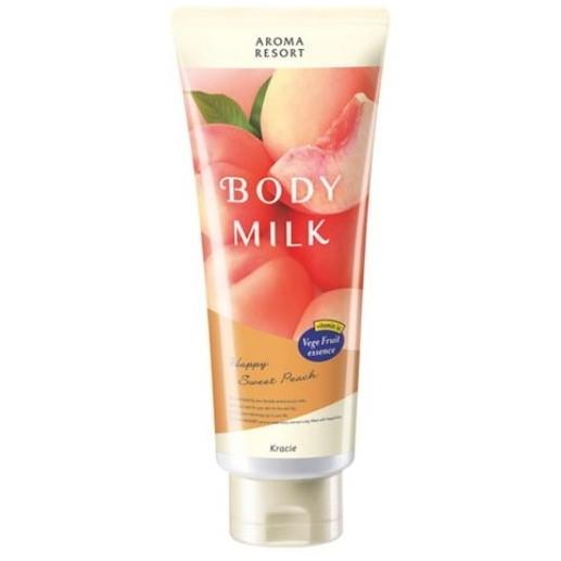 Kracie body milk aroma resort 身體乳快樂甜桃 內有牛油果, 紅蘿白, 西蘭花, 維他命A-E 200g 增強皮膚透明感
