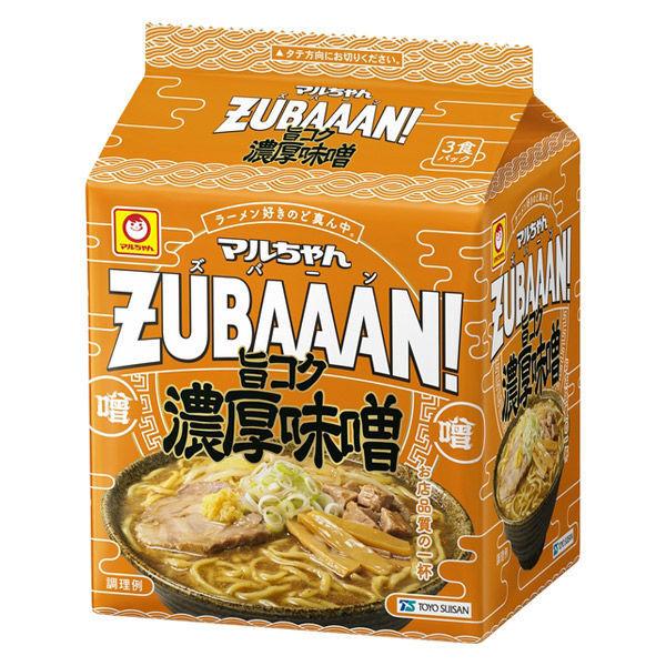 袋麺 マルちゃんZUBAAAN!(ズバーン) 旨コク濃厚味噌 3食パック 1個 東洋水産 訂購24天